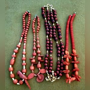Lot of 4 handmade wood necklaces (benefits 503c animal rescue)